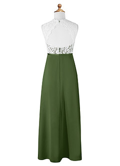 Azazie Rana Junior Olive A-Line Lace Chiffon Dress image6