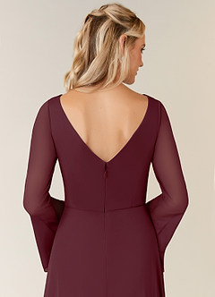 Azazie Teraso Mother of the Bride Dresses Cabernet A-Line Pleated Mesh Dress image6