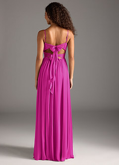 Azazie Zeya Bridesmaid Dresses Fuchsia A-Line Pleated Mesh Dress image5