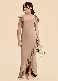 Azazie Demi Junior Robe Sirène en Satin extensible Arc Taupe image7