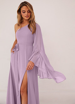 Barbie ♥ Azazie Bridesmaid Dresses Wisteria A-Line Long Sleeve Chiffon Dress image5