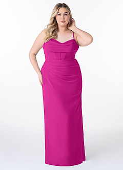 Azazie Mai Bridesmaid Dresses Fuchsia Sheath Pleated Chiffon Dress image7