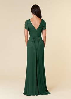 Azazie Reneya Mother of the Bride Dresses Dark Green A-Line Pleated Mesh Dress image4