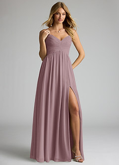 Azazie Alia Bridesmaid Dresses Dusty Rose A-Line Pleated Chiffon Dress image4