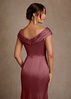 Azazie Aberdeen Mother of the Bride Dresses Desert Rose Sheath Pleated Stretch Satin Dress image5