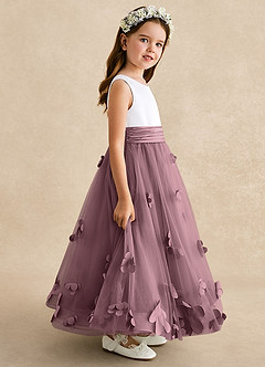 Azazie Vi Robe Demoiselle D'honneur Fillette Robe Trapèze en Tulle Sans manches Mauve Vintage image7