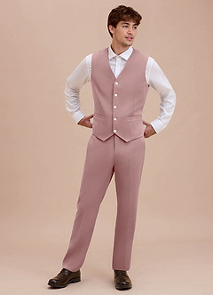 front Ethan Dusty Rose Refined Weave Suit Vest