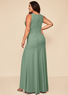 Azazie Rogue Bridesmaid Dresses Matcha Mermaid Scoop Side Slit Stretch Crepe Dress image8