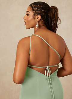 Christian Siriano Bridal for Azazie 1003 Bridesmaid Dresses Dusty Sage Sheath One Shoulder Chiffon Dress image16