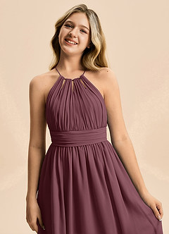 Azazie Noelle Junior Sangria A-Line Pleated Chiffon Dress image2