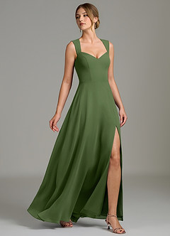 Azazie Gwendolyn Bridesmaid Dresses Olive A-Line Sweetheart Neckline Chiffon Dress image3