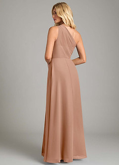 Azazie Phaedra Jurken voor bruidsmeisjes Jurk van Chiffon met A-Lijn One-Shoulder Champagne Roos image2