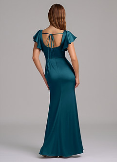 Azazie Elkie Brudtärnklänningar Klänning av Sjöjungfru i Stretch Satin Fyrkantig halsringning Bläckblå image2