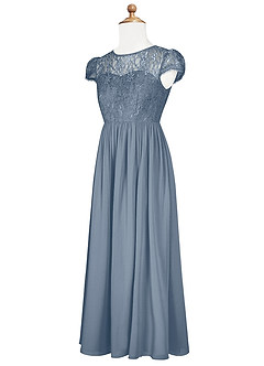 Azazie Delevingne Junior Abito A-Line in Chiffon Pizzo Crepuscolo image8