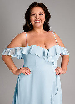 Azazie Lyra Bridesmaid Dresses Sky Blue A-Line Chiffon Convertible Dress image17