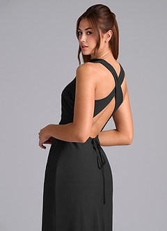 Azazie Evadne 신부 들러리 드레스 쉬스 주름진 쉬폰 발목 길이 드레스 image7