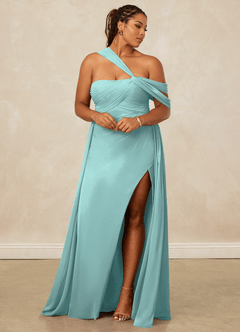 Christian Siriano Bridal for Azazie 1014 Robes de demoiselle d'honneur Robe Trapèze en Mousseline de soie Épaule décolletée Aqua image13
