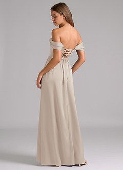 Azazie Hattie Robes de demoiselle d'honneur Robe Trapèze en Satin extensible Corset Givre image2