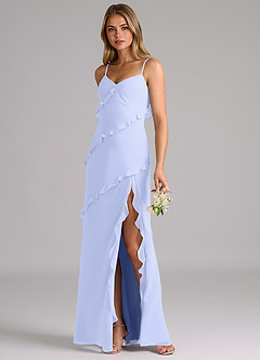 Azazie Nancie Bridesmaid Dresses Lavender Mermaid Ruched Chiffon Dress image3