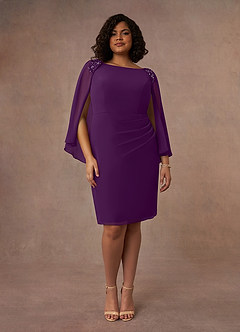 Azazie Carmela Mother of the Bride Dresses Grape Sheath Lace Chiffon Dress image1