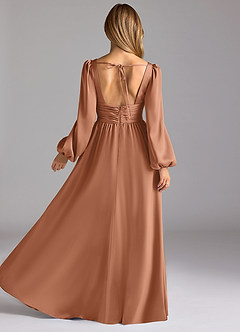 Azazie Norah Brautjungfernkleider A-Linie Stretch-Satin Kleid Bronzer image2