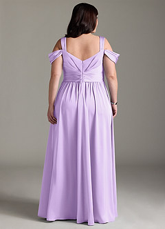 Azazie Lianne Bridesmaid Dresses Lilac A-Line Off the Shoulder Stretch Satin Dress image10