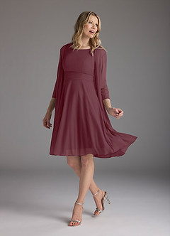 Azazie Sunny Mother of the Bride Dresses Cabernet A-Line Pleated Mesh Dress image1