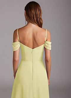 Azazie Marley Jurken voor bruidsmeisjes Converteerbaar Jurk van Chiffon met A-Lijn Off the Shoulder Citroensorbet image10