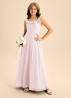Azazie Callie Junior Abito A-Line in Chiffon Increspato Rosa Rossore image6