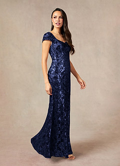 Azazie Korinna Mother of the Bride Dresses Dark Navy Mermaid Sequins Dress image2
