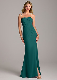 Azazie Chantel Bridesmaid Dresses Peacock Sheath Strapless Chiffon Convertible Dress image4