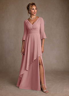 Azazie Eire Mother of the Bride Dresses Dusty Rose A-Line Pleated Chiffon Dress image4