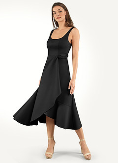Sabina Black Tie Midi Dress Ready to Ship | Azazie