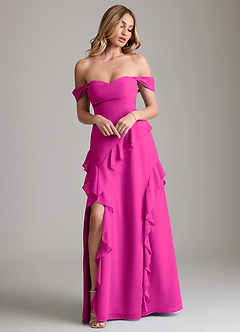 Azazie Sloane Bridesmaid Dresses Fuchsia A-Line Sweetheart Neckline Chiffon Dress image4