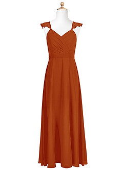Azazie Emily Junior Paprika A-Line Ruched Chiffon Dress image5