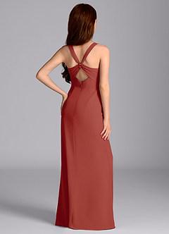 Azazie Mero Junior Terracotta Mermaid Pleated Chiffon Dress image7