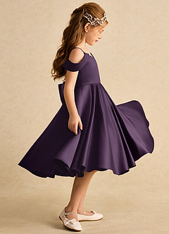 Azazie Favia vestidos de niña de las flores Vestido de Ciruela de Satin Mate de Corte En A con Vestidos sin tirantes image5