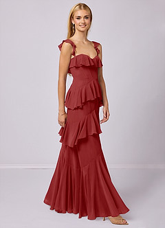 Barbie ♥ Azazie Bridesmaid Dresses Rust A-Line Sweetheart Neckline Chiffon Dress image4