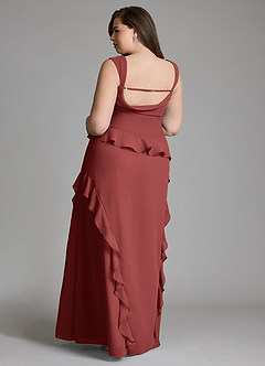 Azazie Sloane Bridesmaid Dresses Terracotta A-Line Sweetheart Neckline Chiffon Dress image9