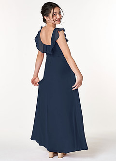Azazie Jinny Junior Dark Navy A-Line Ruched Chiffon Dress image2