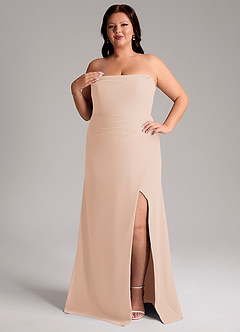Azazie Leonis Bridesmaid Dresses English Rose Sheath Strapless Chiffon Convertible Dress image12