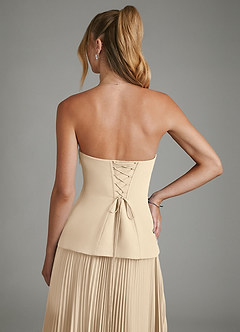 Azazie Alex Bridesmaid Dresses Champagne A-Line Corset Chiffon Dress image9
