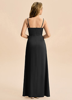 Azazie Abby Junior Robe Fourreau en Satin extensible Plissé Noir image2