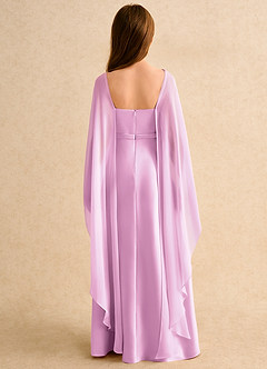 Azazie Fishie Girls Formal Robe Demoiselle D'honneur Fillette Robe Trapèze en Mat Satiné Rose Bonbon image2