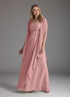 Azazie Weisz Final Sale Dusty Rose A-Line Square Neckline Pleated Chiffon Dress image1