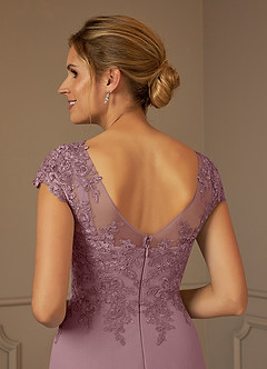 Azazie Terrano Mère de la mariée Robes Robe Trapèze en Dentelle Scoop Rose Poussiéreuse image5