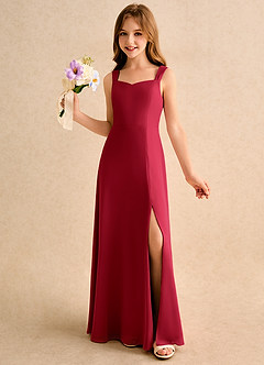 Azazie Makani Girls Formal Blumenmädchenkleider A-Linie Herzausschnitt Chiffon Kleid Scharlachrot image1