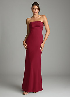 Azazie Saylor Brudtärnklänningar Klä av Sjöjungfru i Chiffong Axelbandslös Bourgogne image3