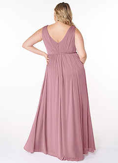 Azazie Tanicia Bridesmaid Dresses Vintage Mauve A-Line V-Neck Pleated Mesh Dress image6