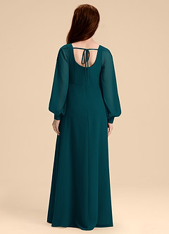 Azazie Bondi Junior Pine A-Line Blouson Chiffon Dress image2